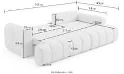 OTTO home Ecksofa »LIOORA Schlafsofa mit Bettkasten, Breite 265 cm, Verlässliche Qualität« L-Form mit Bettfunktion und Bettkasten, Recamiere rechts/links