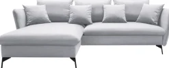 OTTO home Ecksofa »LIVORNO,258 cm, L-Form,« Schlaffunktion u. Bettkasten (139/224cm), Samt, Struktur, Webstoff
