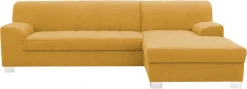 OTTO home Ecksofa »Lolland 241 x 146 cm, modern, mit Steppungen, mittelfester Sitz« L-Form, aus pflegeleichtem, weichem Luxus-Microfaser