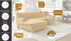 OTTO home Ecksofa »Lolland 241 x 146 cm, modern, mit Steppungen, mittelfester Sitz« L-Form, aus pflegeleichtem, weichem Luxus-Microfaser