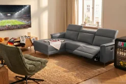 OTTO home Ecksofa »LUND, Lederoptik, L-Form, 261cm, man./elektr. Relaxfunktion (USB-A)« mit USB A-Anschluss bei elektrischer Variante und Kopfteilverstellung