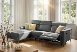 OTTO home Ecksofa »LUND, Lederoptik, L-Form, 261cm, man./elektr. Relaxfunktion (USB-A)« mit USB A-Anschluss bei elektrischer Variante und Kopfteilverstellung