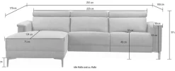 OTTO home Ecksofa »LUND, Lederoptik, L-Form, 261cm, man./elektr. Relaxfunktion (USB-A)« mit USB A-Anschluss bei elektrischer Variante und Kopfteilverstellung