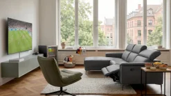 OTTO home Ecksofa »LUND, Lederoptik, L-Form, 261cm, man./elektr. Relaxfunktion (USB-A)« mit USB A-Anschluss bei elektrischer Variante und Kopfteilverstellung