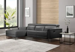 OTTO home Ecksofa »LUND, Naturleder, L-Form, 261cm, man./elektr. Relaxfunktion (USB-A)« mit USB A-Anschluss bei elektrischer Variante und Kopfteilverstellung