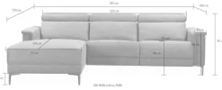 OTTO home Ecksofa »LUND, Naturleder, L-Form, 261cm, man./elektr. Relaxfunktion (USB-A)« mit USB A-Anschluss bei elektrischer Variante und Kopfteilverstellung