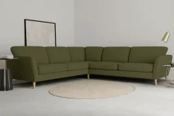 OTTO home Ecksofa »MARSEILLE 278/278 cm, L-Form, Webstoff, Flachgewebe, Filzoptik« gleichschenklig, Massivholzbeine, Landhausstil, Wellenunterfederung