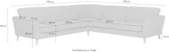 OTTO home Ecksofa »MARSEILLE 278/278 cm, L-Form, Webstoff, Flachgewebe, Filzoptik« gleichschenklig, Massivholzbeine, Landhausstil, Wellenunterfederung