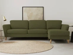 OTTO home Ecksofa »MARSEILLE (279/152cm),L-Form, Rec. rechts/links, verschiedene Bezüge« Massivholzbeine Eiche, Landhausstil, Wellenunterfederung