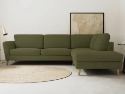 OTTO home Ecksofa »MARSEILLE 278/202 cm, L-Form, Ottom. rechts/links, verschiedene Bezüge« Massivholzbeine Eiche, Landhausstil, Wellenunterfederung