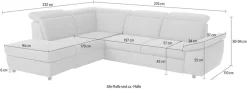 OTTO home Ecksofa »Mauritius L-Form« mit Ottomane, mit Kopfteil- und Armlehnverstellung