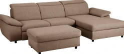 OTTO home Ecksofa »Mauritius L-Form« mit Kopfteil- und Armlehnverstellung, Schlaffunktion & Bettkasten