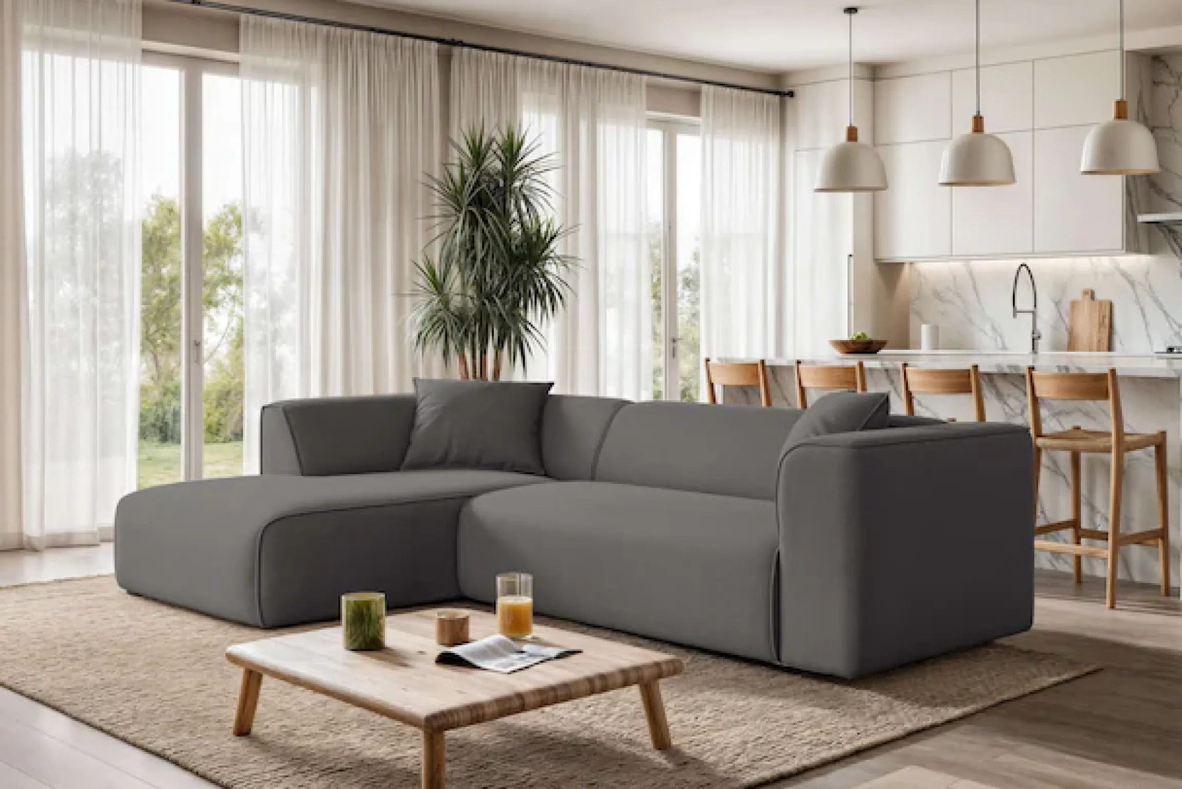 OTTO home Ecksofa »Merid L-Form, Sofa-Fix, B: 254 cm - OTTO. Verlässliche Qualität.« Ottomane rechts/links, belastbar bis 460kg, nicht modulare Sofa