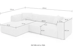OTTO home Ecksofa »Merid L-Form, Sofa-Fix, B: 254 cm - OTTO. Verlässliche Qualität.« Ottomane rechts/links, belastbar bis 460kg, nicht modulare Sofa