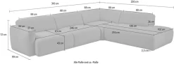 OTTO home Ecksofa »Myrland Wohnlandschaft« Breite 310 cm, L-Form, Chenille, Easy Clean Stoff, mit Kaltschaum