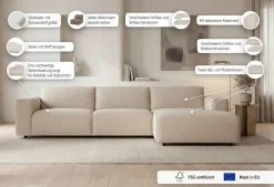 OTTO home Ecksofa »Naddine« B. 318 cm, L-Form, Strukturstoff Mélange-Effekt, Wellenunterfederung