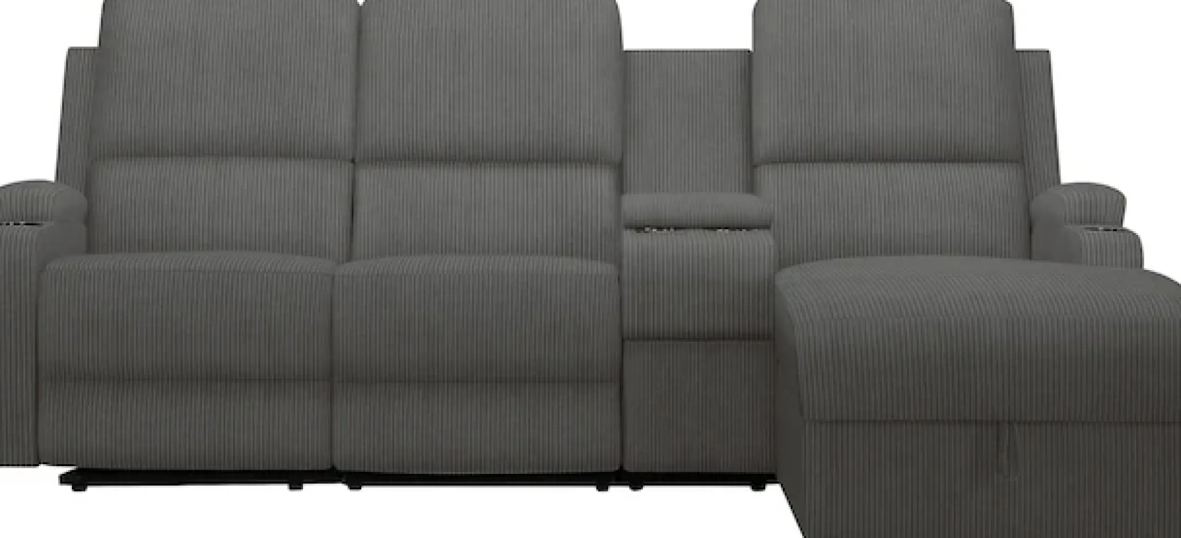 OTTO home Ecksofa »NAPORI Cord, Multimediasofa, 3er Kinosessel XXL, L-Form« Kinosofa, manuelle o. elektr. Relaxfunktion, Staufach, Getränkehalter