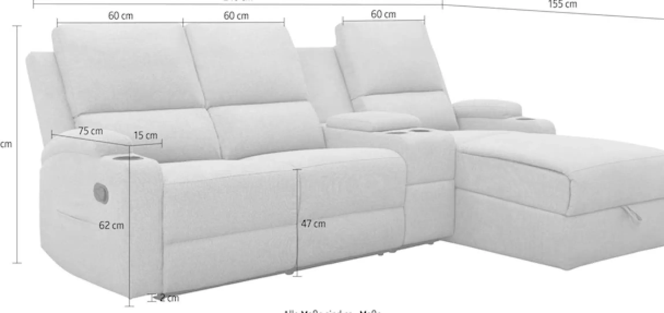 OTTO home Ecksofa »NAPORI Cord, Multimediasofa, 3er Kinosessel XXL, L-Form« Kinosofa, manuelle o. elektr. Relaxfunktion, Staufach, Getränkehalter