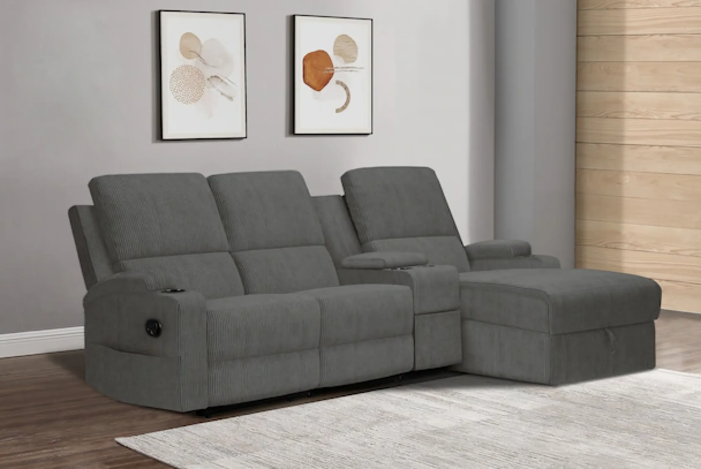 OTTO home Ecksofa »NAPORI Cord, Multimediasofa, 3er Kinosessel XXL, L-Form« Kinosofa, manuelle o. elektr. Relaxfunktion, Staufach, Getränkehalter