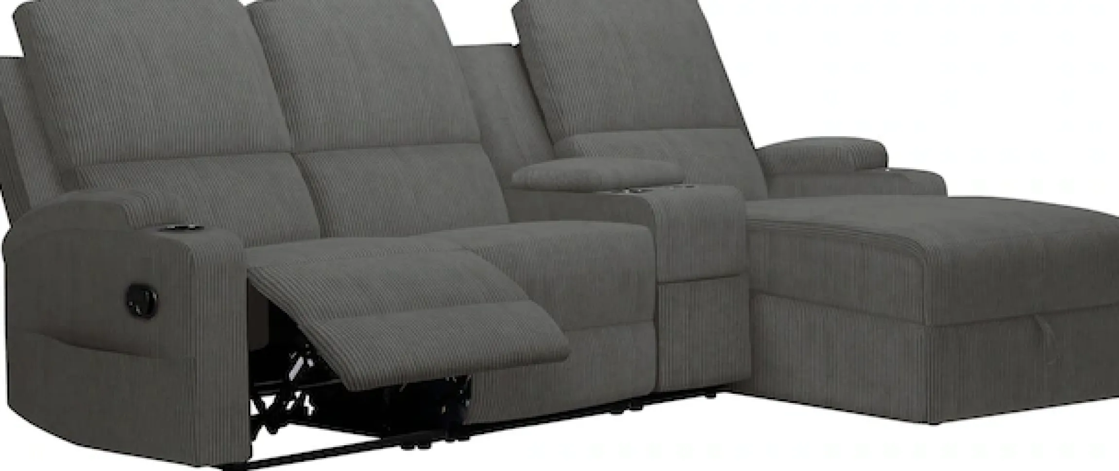 OTTO home Ecksofa »NAPORI Cord, Multimediasofa, 3er Kinosessel XXL, L-Form« Kinosofa, manuelle o. elektr. Relaxfunktion, Staufach, Getränkehalter