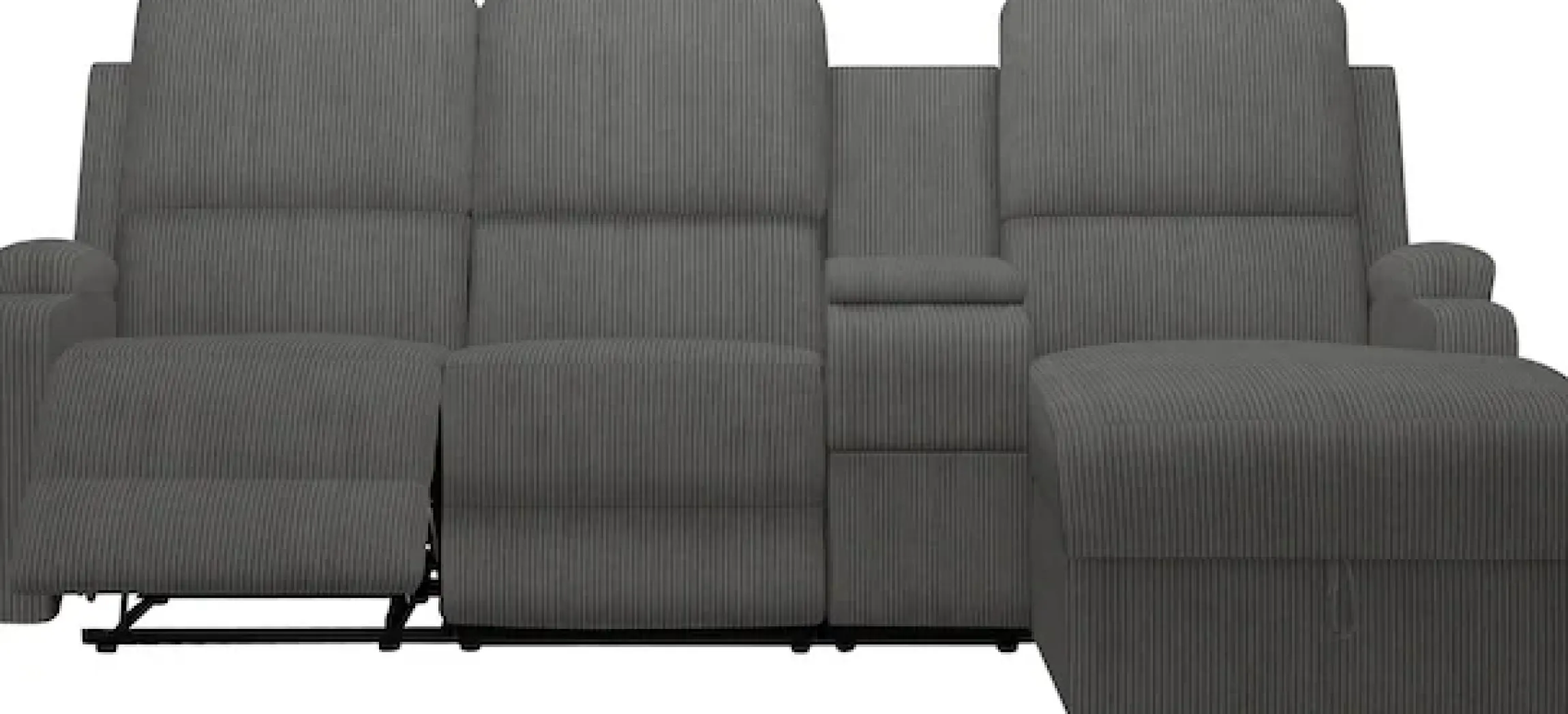 OTTO home Ecksofa »NAPORI Cord, Multimediasofa, 3er Kinosessel XXL, L-Form« Kinosofa, manuelle o. elektr. Relaxfunktion, Staufach, Getränkehalter
