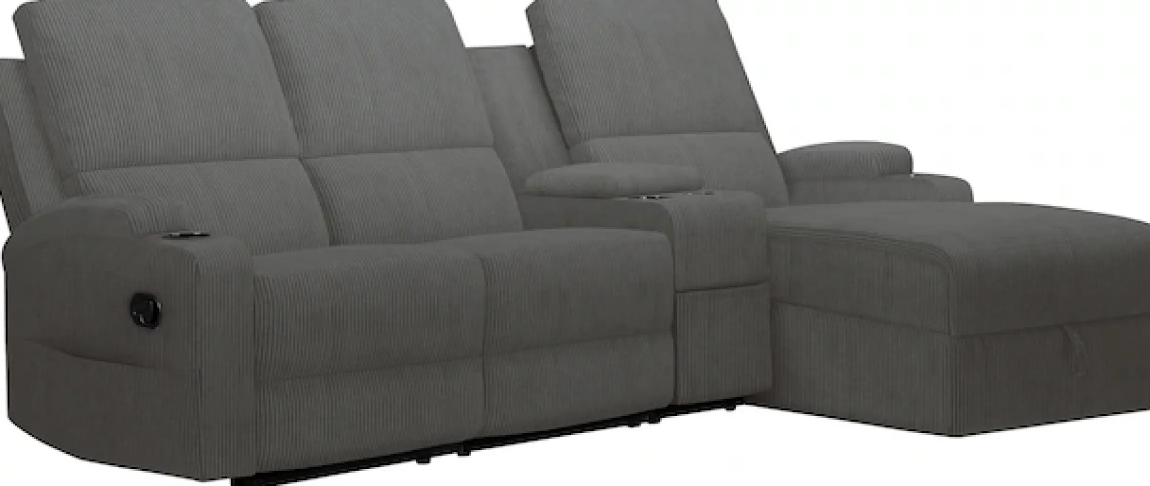 OTTO home Ecksofa »NAPORI Cord, Multimediasofa, 3er Kinosessel XXL, L-Form« Kinosofa, manuelle o. elektr. Relaxfunktion, Staufach, Getränkehalter