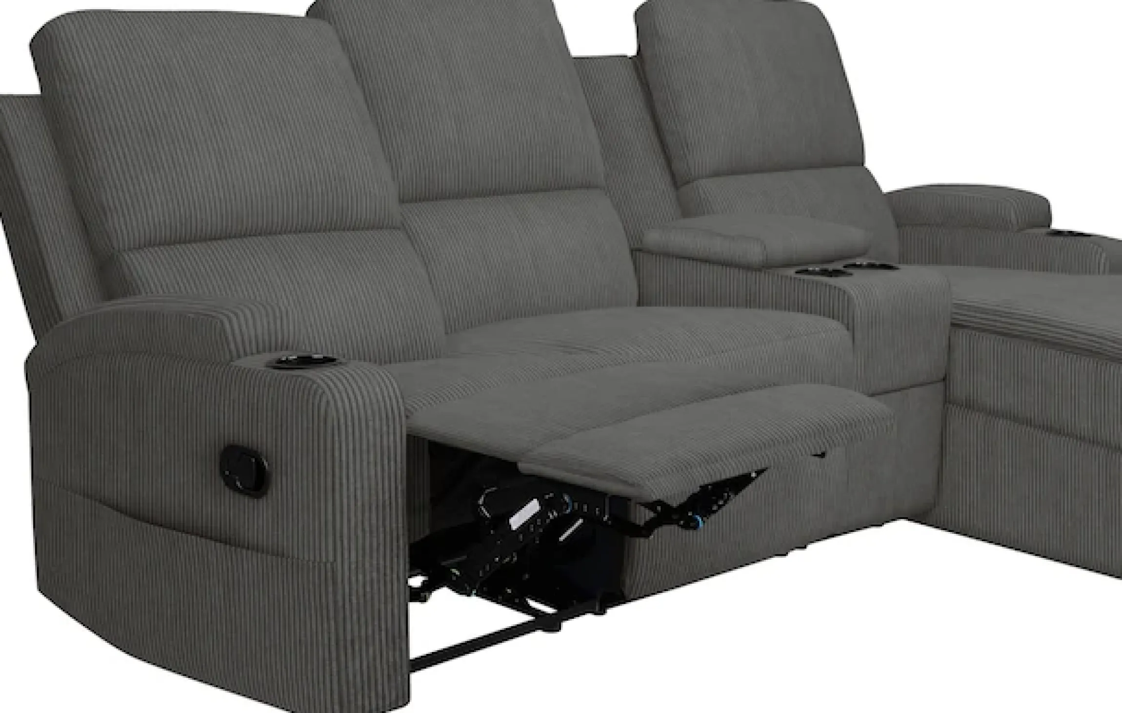 OTTO home Ecksofa »NAPORI Cord, Multimediasofa, 3er Kinosessel XXL, L-Form« Kinosofa, manuelle o. elektr. Relaxfunktion, Staufach, Getränkehalter