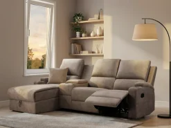 OTTO home Ecksofa »NAPORI Microfaser, Multimediasofa, 3er Kinosessel XXL, L-Form« Kinosofa, manuelle o. elektr. Relaxfunktion, Staufach, Getränkehalter