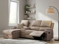OTTO home Ecksofa »NAPORI Microfaser, Multimediasofa, 3er Kinosessel XXL, L-Form« Kinosofa, manuelle o. elektr. Relaxfunktion, Staufach, Getränkehalter