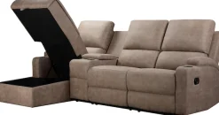 OTTO home Ecksofa »NAPORI Microfaser, Multimediasofa, 3er Kinosessel XXL, L-Form« Kinosofa, manuelle o. elektr. Relaxfunktion, Staufach, Getränkehalter