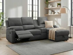 OTTO home Ecksofa »NAPORI Struktur, Multimediasofa, 3er Kinosessel XXL, L-Form« Kinosofa, manuelle o. elektr. Relaxfunktion, Staufach, Getränkehalter