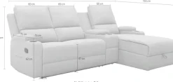 OTTO home Ecksofa »NAPORI Struktur, Multimediasofa, 3er Kinosessel XXL, L-Form« Kinosofa, manuelle o. elektr. Relaxfunktion, Staufach, Getränkehalter