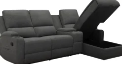 OTTO home Ecksofa »NAPORI Struktur, Multimediasofa, 3er Kinosessel XXL, L-Form« Kinosofa, manuelle o. elektr. Relaxfunktion, Staufach, Getränkehalter