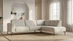 OTTO home Ecksofa »Nennor, weiches Chenille« Breite 278 cm, Wellenunterfederung, schwarze Metallfüße