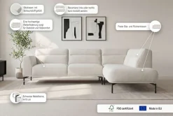 OTTO home Ecksofa »Nennor, weiches Chenille« Breite 278 cm, Wellenunterfederung, schwarze Metallfüße