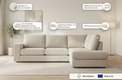 OTTO home Ecksofa »Nivette, weiches Chenille« Breite 292 cm, L-Form, bodentief, mit Wellenunterfederung