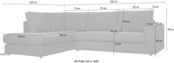 OTTO home Ecksofa »Nivette, weiches Chenille« Breite 292 cm, L-Form, bodentief, mit Wellenunterfederung