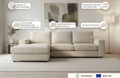 OTTO home Ecksofa »Nivette, weiches Chenille« Breite 269 cm, L-Form, bodentief, mit Wellenunterfederung