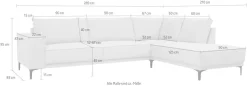 OTTO home Ecksofa »OLAND Bouclé L-Form, B: 289 cm, Skandi-Design« Struktur, Flachgewebe, Luxus-Microfaser, Boucle