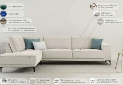 OTTO home Ecksofa »OLAND Bouclé L-Form, B: 289 cm, Skandi-Design« Struktur, Flachgewebe, Luxus-Microfaser, Boucle