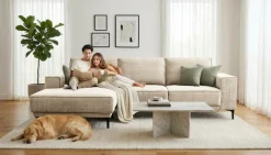 OTTO home Ecksofa »OLAND Chenille L-Form, B: 280 cm, Skandi-Design« L-Form, 280 cm, Wellenunterfederung, Skandi-Design, Metallfüße