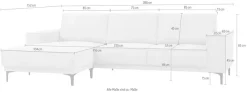 OTTO home Ecksofa »OLAND Chenille L-Form, B: 280 cm, Skandi-Design« L-Form, 280 cm, Wellenunterfederung, Skandi-Design, Metallfüße