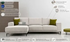 OTTO home Ecksofa »OLAND Cord L-Form, B: 280 cm, Skandi-Design« L-Form, 280 cm, Wellenunterfederung, Skandi-Design, Metallfüße