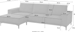 OTTO home Ecksofa »OLAND Cord L-Form, B: 280 cm, Skandi-Design« L-Form, 280 cm, Wellenunterfederung, Skandi-Design, Metallfüße