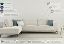 OTTO home Ecksofa »OLAND Flachgewebe L-Form, B: 289 cm, Skandi-Design« Struktur, Flachgewebe, Luxus-Microfaser, Boucle