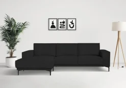 OTTO home Ecksofa »OLAND Flachgewebe L-Form, B: 280 cm, Skandi-Design« L-Form, 280 cm, Wellenunterfederung, Skandi-Design, Metallfüße