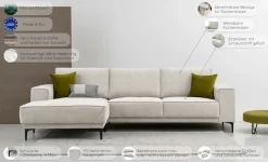 OTTO home Ecksofa »OLAND Flachgewebe L-Form, B: 280 cm, Skandi-Design« L-Form, 280 cm, Wellenunterfederung, Skandi-Design, Metallfüße