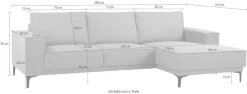 OTTO home Ecksofa »OLAND Luxus-Microfaser L-Form, B: 280 cm, Skandi-Design« L-Form, 280 cm, Wellenunterfederung, Skandi-Design, Metallfüße