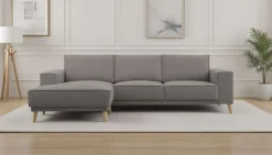 OTTO home Ecksofa »Oland Skandi, weicher Chenille-Stoff« L-Form, 280 cm, Wellenunterfederung, Skandi-Design, Massivholzfüße