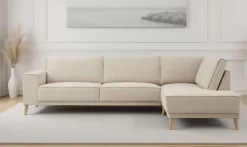 OTTO home Ecksofa »Oland Skandi, weicher Chenille-Stoff« L-Form, 289 cm, Wellenunterfederung, Skandi-Design, Massivholzfüße